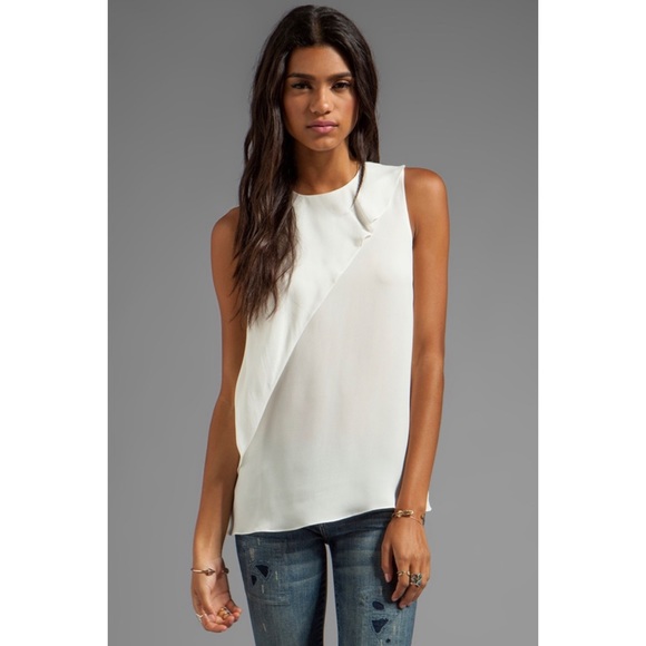 Theory Charelle White Silk Tank